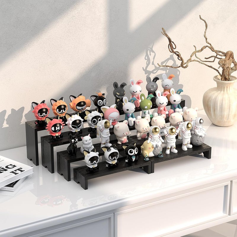 Vecxoty 4 Set Large Black Wooden Tiered Riser Display Stands for Vendor Events,Stackable Wooden Cupcake Stand,Farmhouse Decor Wood Dessert Table Display Set,Vendor Booth Display Items,Food Display Risers for Party（12-11.2-10.4-9.6IN） - Image 4